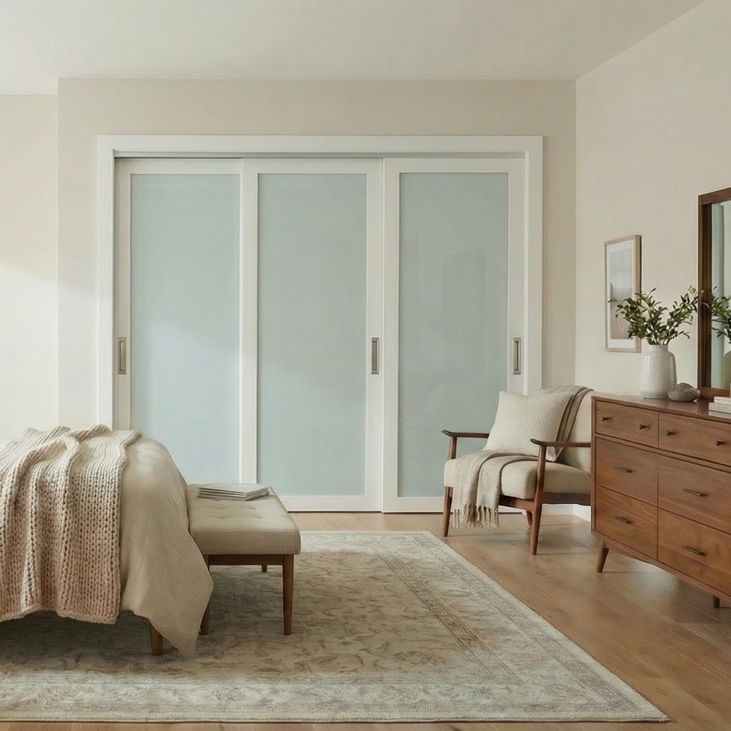 White Laminate Sliding Closet Doors